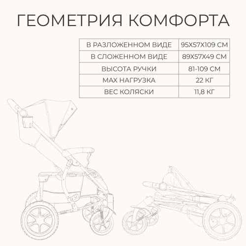 Коляска детская прогулочная BubaGo MODEL ONE BG 173-4 Бежевый