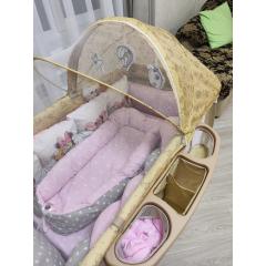 Кровать-манеж Lionelo Sven Plus (Beige Latte) Бежевый Латте  (2 уровня, игрушки, крыша)