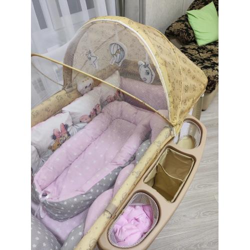 Кровать-манеж Lionelo Sven Plus (Beige Latte) Бежевый Латте  (2 уровня, игрушки, крыша)