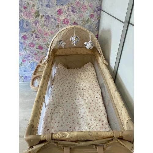 Кровать-манеж Lionelo Sven Plus (Beige Latte) Бежевый Латте  (2 уровня, игрушки, крыша)