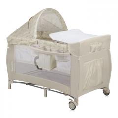 Кровать-манеж Lionelo Sven Plus (Beige Latte) Бежевый Латте  (2 уровня, игрушки, крыша)
