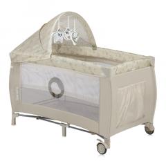 Кровать-манеж Lionelo Sven Plus (Beige Latte) Бежевый Латте  (2 уровня, игрушки, крыша)