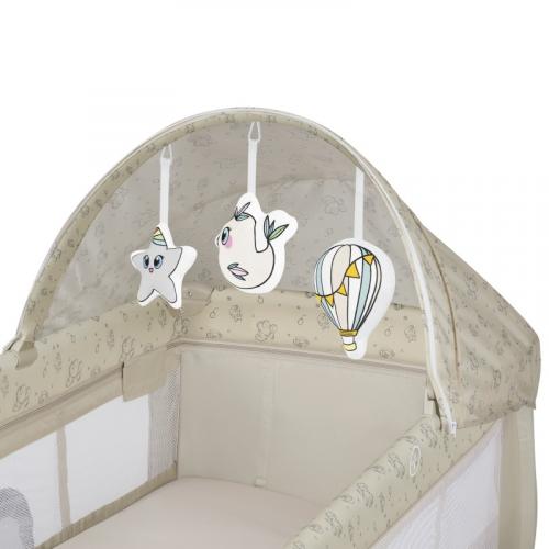 Кровать-манеж Lionelo Sven Plus (Beige Latte) Бежевый Латте  (2 уровня, игрушки, крыша)