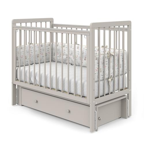 Детская кроватка Атон Baby Master Ariel 02 ящик маятник (кашемир / серый металлик) быстросъемная стенка