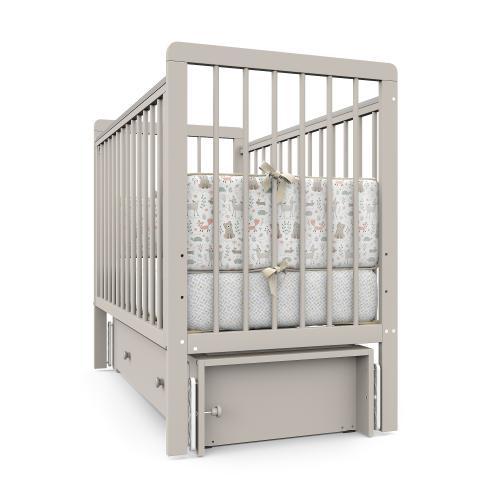 Детская кроватка Атон Baby Master Ariel 02 ящик маятник (кашемир / серый металлик) быстросъемная стенка
