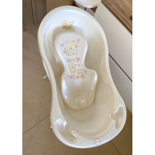 Ванночка детская Tega Baby 102 см Мишки + Горка для купания (слив) белый перламутр