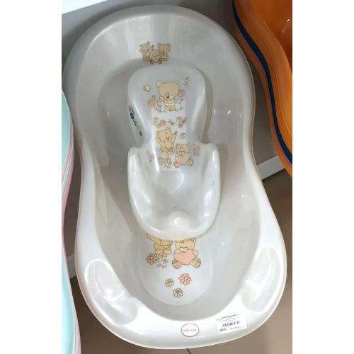 Ванночка детская Tega Baby 102 см Мишки + Горка для купания (слив) белый перламутр