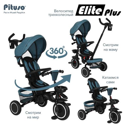 Велосипед трехколесный Pituso Elite Plus Blue Сине-зеленый JY-T05Plus-Teal