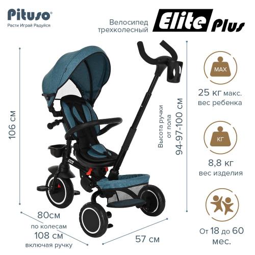 Велосипед трехколесный Pituso Elite Plus Blue Сине-зеленый JY-T05Plus-Teal