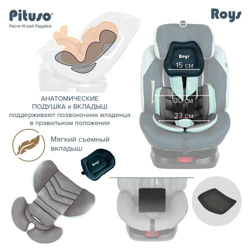 Автокресло Pituso Roys Emerald Grey/Изумрудно-Серый IsoFix 0-36 кг / YB102A-Emerald Grey