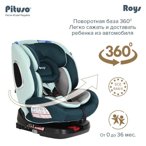 Автокресло Pituso Roys Emerald Grey/Изумрудно-Серый IsoFix 0-36 кг / YB102A-Emerald Grey