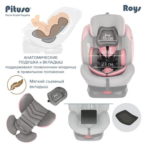 Автокресло Pituso Roys Rose Grey/Розово-Серый IsoFix 0-36 кг / YB102A-Rose Grey