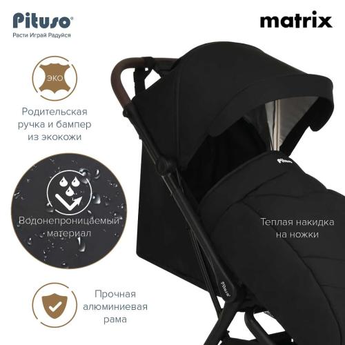 Коляска прогулочная Pituso MATRIX XXL Black MRX20/Black (большие колеса)