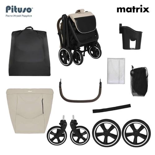 Коляска прогулочная Pituso MATRIX XXL Cappuccino Капучино MRX20/Cappuccino (большие колеса)