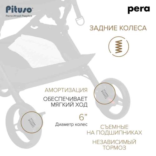 Коляска прогулочная Pituso Pera Sand рама carbon / PU, (Q-7/Mango) манго