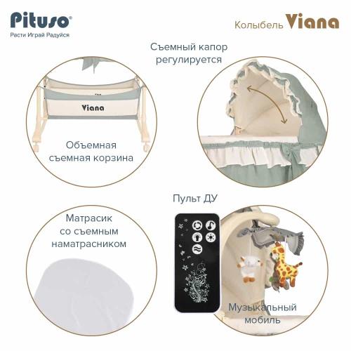 Колыбель PITUSO Viana YS401-MO на колёсах Misty Olive Оливковый