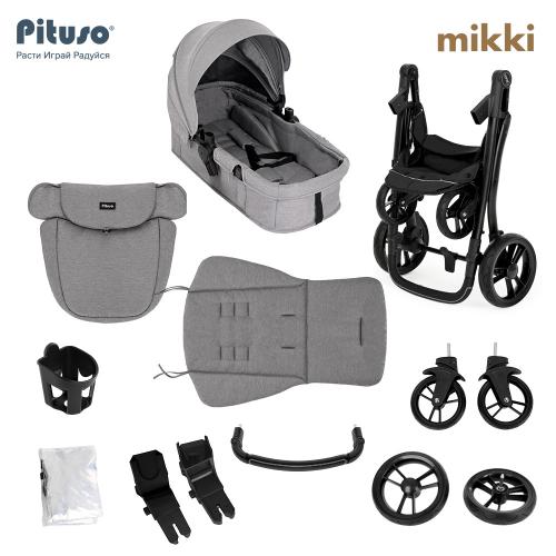 Коляска трансформер Pituso Mikki G16 (серый) Black PU G16/Grey