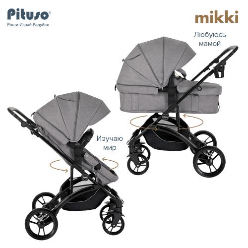 Коляска трансформер Pituso Mikki G16 (серый) Black PU G16/Grey