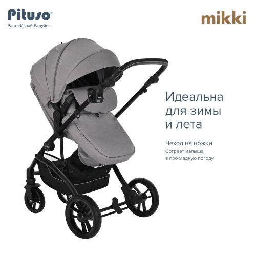 Коляска трансформер Pituso Mikki G16 (серый) Black PU G16/Grey