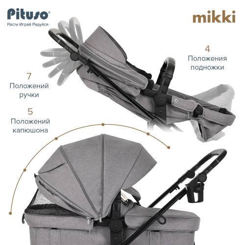 Коляска трансформер Pituso Mikki G16 (серый) Black PU G16/Grey