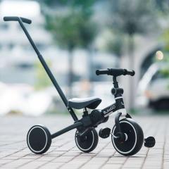 Детский трехколесный велосипед беговел Bubago Flint BG-FPY-109-10 (черный/белый) с ручкой