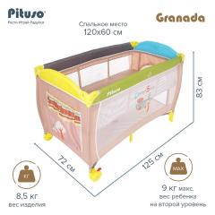 Манеж-кровать PITUSO Granada Beige Мишка Бежевый (2 уровня, лаз, кольца) P612 Bear