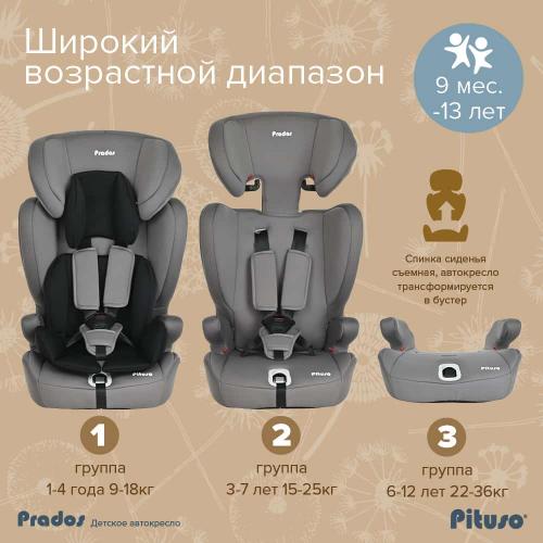 Pituso Удерживающее устройство для детей 9-36 кг Prados Black Grey/Черно-Серый R501-Black Grey