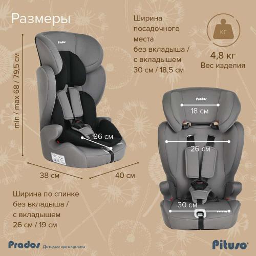 Pituso Удерживающее устройство для детей 9-36 кг Prados Black Grey/Черно-Серый R501-Black Grey