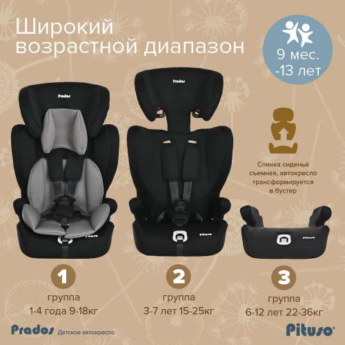 Pituso Удерживающее устройство для детей 9-36 кг Prados Grey Black /Серо-черный R501-Grey Black 