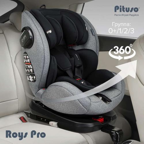 Автокресло Pituso Roys PRO Grey, Black Inlay / Серый,Черный вкладыш 0-36 кг IsoFix / BW21-PRO-Grey/Black