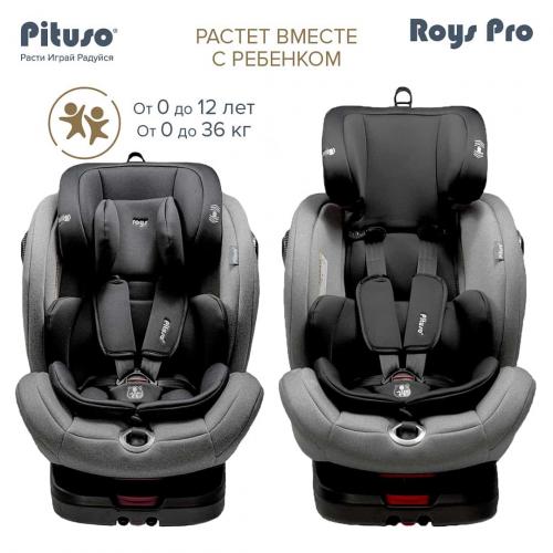 Автокресло Pituso Roys PRO Grey, Black Inlay / Серый,Черный вкладыш 0-36 кг IsoFix / BW21-PRO-Grey/Black