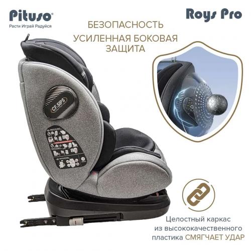 Автокресло Pituso Roys PRO Grey, Black Inlay / Серый,Черный вкладыш 0-36 кг IsoFix / BW21-PRO-Grey/Black