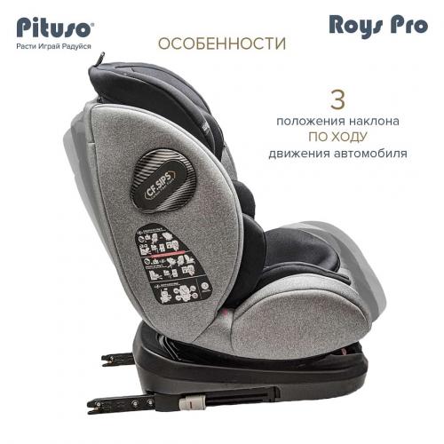 Автокресло Pituso Roys PRO Grey, Black Inlay / Серый,Черный вкладыш 0-36 кг IsoFix / BW21-PRO-Grey/Black