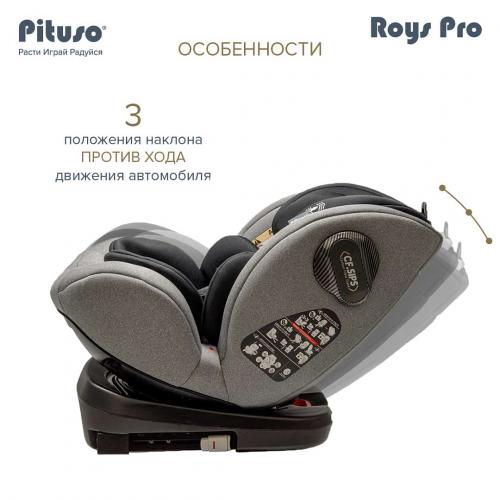 Автокресло Pituso Roys PRO Grey, Black Inlay / Серый,Черный вкладыш 0-36 кг IsoFix / BW21-PRO-Grey/Black