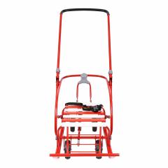 Санки детские Ника Nikki 3 (алый N3/АЛ2) красный (колеса, складная спинка, ручка) Ники 3