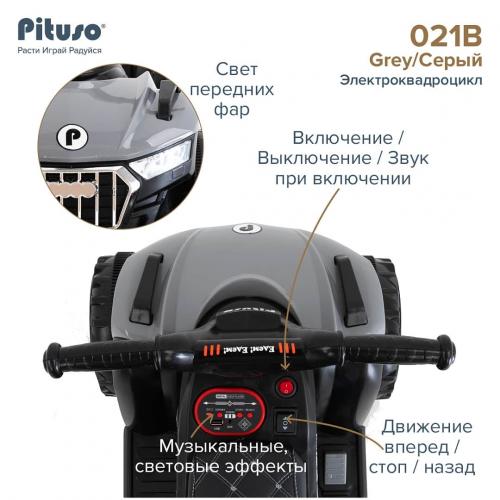 PITUSO Электроквадроцикл 021B 6V/4,5Ah,20W*1 свет,муз Grey/Серый 2300021B-Grey