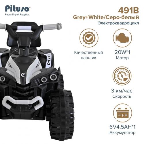 PITUSO Электроквадроцикл 491B 6V/4,5Ah,20W*1 свет,муз Grey+White/Серо-белый 3750491B-Grey