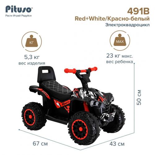 PITUSO Электроквадроцикл 491B 6V/4,5Ah,20W*1 свет,муз Red+White/Красно-белый 3750491B-Red