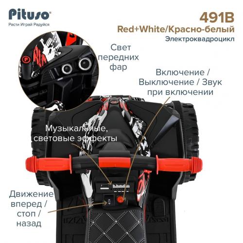 PITUSO Электроквадроцикл 491B 6V/4,5Ah,20W*1 свет,муз Red+White/Красно-белый 3750491B-Red