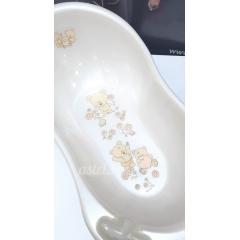Ванночка детская Tega Baby 102 см Мишки + Горка для купания (слив) белый перламутр
