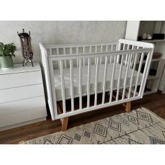 Детская кроватка INDIGO Style продольный маятник (белый-натуральный) 7837828 / быстросъемная стенка